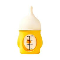 80ML Kitten Nipple Bottle Anti Choking Silicone Puppy Milk Feeder Bite Resistance with Scale Kitten Feeding Bottle geltona