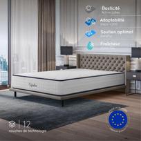 UPSILON mattress 140x190 cm-Thickness 32 cm-Firm-7 comfort zones-Adaptive memory foam-HR 35 kg-Blue Latex-Summer-winter side
