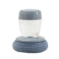 Kitchen Soap Dispensing Palm Brush Automatic Liquid Adding PET Ball Pot Brush Cleaner Push-type Brush Kitchen Detergent Tools white