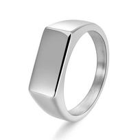 Vintage Titanium Steel Ring for Men Simple Rectangular Design Retro Distressed Finish Jewelry 7