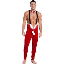 Vyriškas kostiumas Kombinezonas pliušinis su užtrauktuku ir peteliške Kalėdų Cosplay XL raudona