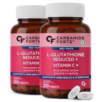 Carbamide Forte L-Glutathione 500mg Tablets with Vitamin C Hyaluronic Acid & Biotin – 30 Veg Tablets X Pack of 2