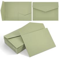 25 Pcs Wedding Invitation Pocket Mint Green Trifold Invitation Pocket Multi-purpose Invitation Pockets for Bridal Shower Wedding