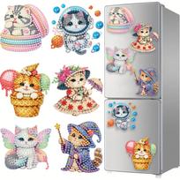 6Pcs 2D/Flat DIY Diamond Painting Fridge Magnets DIY Diamond Painting Magnets Kit Crystal Sparkling Diamond Magnets Set