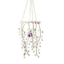 Faux Crystal Willow Branch Suncatcher Outdoor Decorative Cascading Beads Hanging Wind Chime for Garden Porch Patio Yard Window Decor violetinė