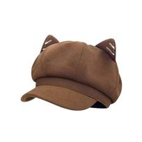 Woolen British Beret Hat Y2K Octagonal Cap Comfortable Cat Ear Hat  Painter