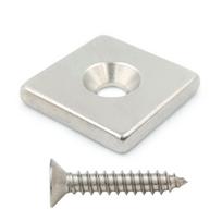 Magnes Neodymowy Płytkowy Z Otworami Pod Wkręt 18X18X3Mm Otwór 8/4  Hunter