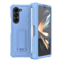for Samsung Galaxy Z fold 5 Heavy Duty Case with Pen Holder kickstand Camera & Screen Protection Anti-drop Full Cover For Galaxy Z Fold 5 šviesiai mėlyna spalva