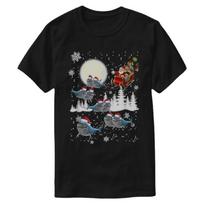 Santa Claus Riding Shark Sleigh Christmas Tree Xmas Gift TShirt 100 Cotton ONeck Short Sleeve Casual Mens Tshirt Size S3XL S