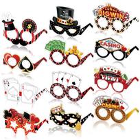 12Pcs Las Vegas Casino Theme Poker Card Paper Eyeglasses Photo Props for Adults Birthday Game Night Retirement Party Decoration