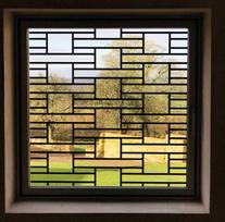 Stained Glass Window Film Transparent Glass Sticker Static Cling Custom made Black Line Office Door Anticollision Home Decor (as the picture,30x30cm)