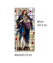 Stained Glass Window Film Static Cling Privacy Window Sticker Madonna Mary Picture Vinyl Decal for Church Home Decor Christmas