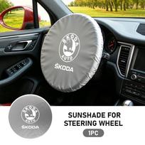 AAAAS1 For Skoda Car Steering Wheel Sun Shade Cover Silver Anti-Heat Sunscreen Cover Kodiaq Fabia Kamiq Karoq Octavia 2 3 Rapid Scala