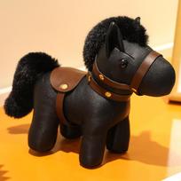 Zodiac Horse Plush Keychain With Leather Finish And Luck Charm For Kids And Adults Black
