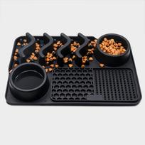 Bite-Resistant Anti-Choking Slow Feeder Silicone Pet Lick Mat Non-Slip Dog Bowl (Black,None-304 204 42mm) juoda