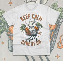 Keep Calm And Carrot On Bunny T-Shirt Retro Funny Graphic 90s Unisex Shirt 3XL