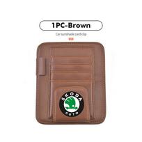 AAABT1 Car Sun Visor Wallet Card Bag Cover Sunglasses Holder Auto Accessories For Skoda S Kodiaq Octavia 2 3 Yeti Karoq Rapid Fabia VII