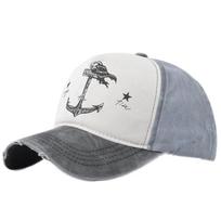 Anchor baseball cap, hole screen-printed baseball cap, sun visor peaked cap, hole retro old hat adjustable