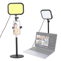 2 Packs Desktop LED Video Light Panel 12W Video Conference Light for Zoom Meeting 3000K-6500K Photography Fill Light with   Light Stand Phone beige