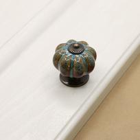 Single Hole Ceramic Pumpkin Handle European Style Round Door Pull Handles Leopard Pattern Vintage Cabinet Knob Cupboard