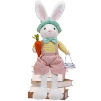 Cross-border Easter Figurines: Cute Rabbit Dolls Holding Carrots & Flowers, Perfect for Festive Atmosphere and Decoration