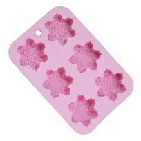 6 Shape Christmas Snowflake Silicone Cake Soap Mold DIY Handmade Pudding Chocolates Candle Mold 1pc pink