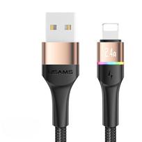USAMS 6A USB tipo C kabelis LED indikatoriaus žaibo laidas skirtas iPhone 13 12 Huawei Samsung Xiaomi mobilusis telefonas PD 100W greitas įkroviklis A-L 2.4A auksas