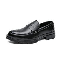 Fashion Black New Business Leather Shoes Men Fashion Thick Base Elevation Loafers Casual Dress Shoes Classic Formal Oxford Shoes for Men 38 juoda