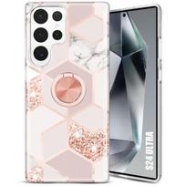 Case - BOOLING - for Samsung Galaxy S24 Ultra - Pink - 360° Rotating Ring Stand - Flexible rožinė