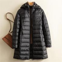 autumn and winter new removable hat light thin down jacket women's medium and long slim large size jacket tide M juoda