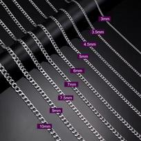 4mm-6mm Kubietiško grandinėlio nerūdijančio plieno karoliai vyrams Vyriškos grandinėlės Figaro Dėžutės grandinėlė Chokeris Punk papuošalai 50cm 60cm 50cm black