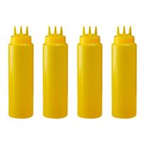 Bulk Set Of 4 Strong Sauce Bottles Trilateral Hole Design For Home Commercial Use geltona