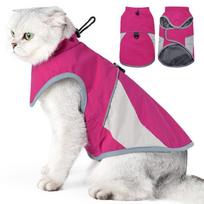 Lightweight Windproof Outdoor Cat Jacket Adjustable High Collar Waterproof Velcro Design Cat Coats Luxury Designer Pet Clothes (Grey,L) pilka