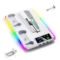 For PS5 Console Playstation Play Stations PS 5 Slim Pro Game Stand Support Base Holder Cooler Fan RGB Gaming Accessories 30.8*19.1*3.8cm balta