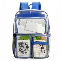 PVC Backpack Women's School Bag Transparent Backpack Travel Backpack tamsiai mėlyna spalva