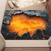 Volcanic Lava 3D Illusion Rectangular Rug, Creative Magma Pattern Floor Mat, Non-Slip Washable Carpet for Living Room & Yoga 40x60cm