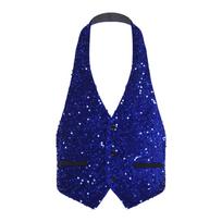 M-4XL Men Glittery Sequined Velvet Halter Vest Backless V Neck Front Button Waistcoat for Cocktail Party Dance Prom M bordinė