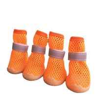 Adjustable Dog Mesh Shoes Breathable Wear Resistant Reflective Dog Boots Comfortable Soft Sole Anti Slip Dog Shoes Training (Orange,size 1) oranžinė