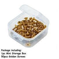 50Pcs Universal Electric Guitar & Bass Pickguard Screws with Mini Storage Box | Metal Replacement Screws for Musical Instrument auksinė