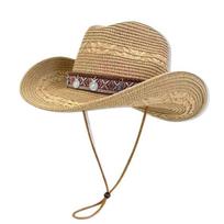 Wide Brim Western Cowboy Hat Woven Jazz Hat Fashion Cowgirl Visor Cap  Climbing Style 1