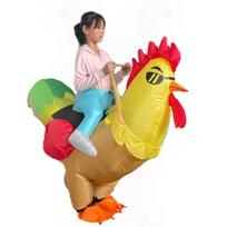 Red & White Riding Rooster Inflatable Costume for Halloween or Cosplay Performances Medium Child (Height 120-155CM)