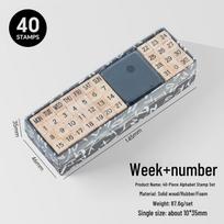 Weekly Planner & Alphabet Stamps Set: 40-Piece Wooden DIY Kit with Ink