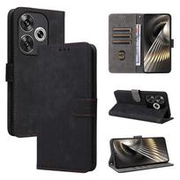 Atlenkiamas dėklas Xiaomi Poco F6, PU oda, viso korpuso apsauga [RFID blokavimas], telefono dėklas for Xiaomi Poco F6 juoda