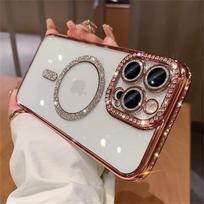 Luxury Diamond Glitter Magnetic Soft Case for Magsafe IPhone 15 14 13 12 11 Pro Max Plus 15Pro 14Pro Mac Safe Shockproof Cover for iphone13ProMax(6.7") gray