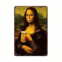 Vintage Tin Sign Beer Mona Lisa Metal Wall Art Retro Home Bar Decor 20x30 įvairiaspalvis