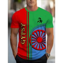 Čigonų nacionalinis simbolis Grafinis T-shirt 3D Čigonų Unisex Spausdinti T-shirts Vyrams Romani Gatvės stiliaus Marškinėliai Viršutiniai drabužiai 4XL