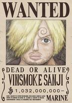 ONE PIECE Official Wanted Poster Wall Made in 42cm x 1 billion Sticker, Japan, 29.7cm (op-445 Sanji, bounty)