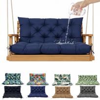 Patio Swing Cushion, 4  Thick Waterproof Bench Seat Pad with Non-Slip Straps, Outdoor Furniture Cushion for Porch, Garden 100×100×10CM tamsiai mėlyna