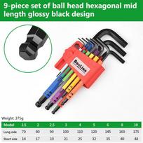 9PCS Durable 1.5mm-10mm Allen Key Set Color L-shaped Hexagon Spanner Ball-End Hand Tools Bicycle Repair Tool