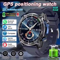 2026 Naujas vyriškas lauko išmanusis laikrodis su tikra GPS žemėlapiu, 4GB RAM, 1000 mAh baterija, 10 ATM atsparumas vandeniui, Bluetooth skambučiai, karinis AMOLED, sportinis išmanusis laikrodis mėlyna
